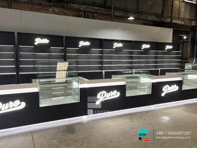 Glass Smoke Display Cigarette Shelf Dispensary Cabinets