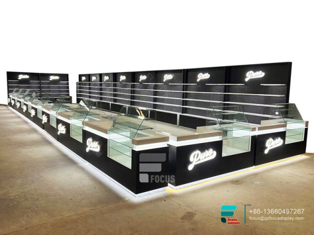 Glass Smoke Display Cigarette Shelf Dispensary Cabinets