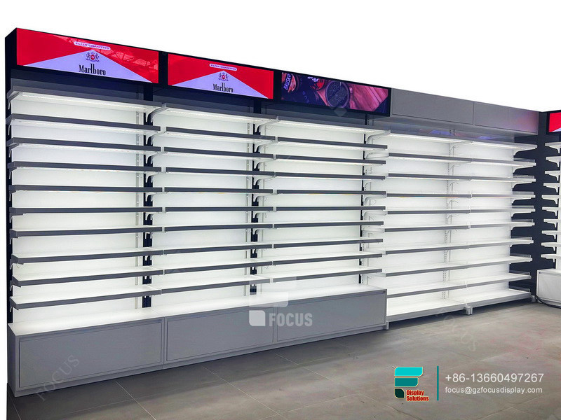 Custom Tobacco Display Shelf Transparent Glass Vitrine