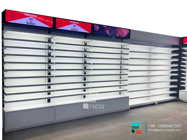 Custom Tobacco Display Shelf Transparent Glass Vitrine