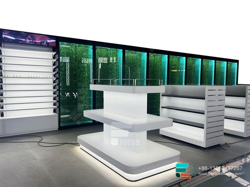 Custom Tobacco Display Shelf Transparent Glass Vitrine