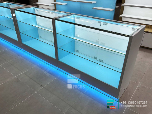 Commercial Smoke Shop Glass Display Shelf Tobacco Kiosk