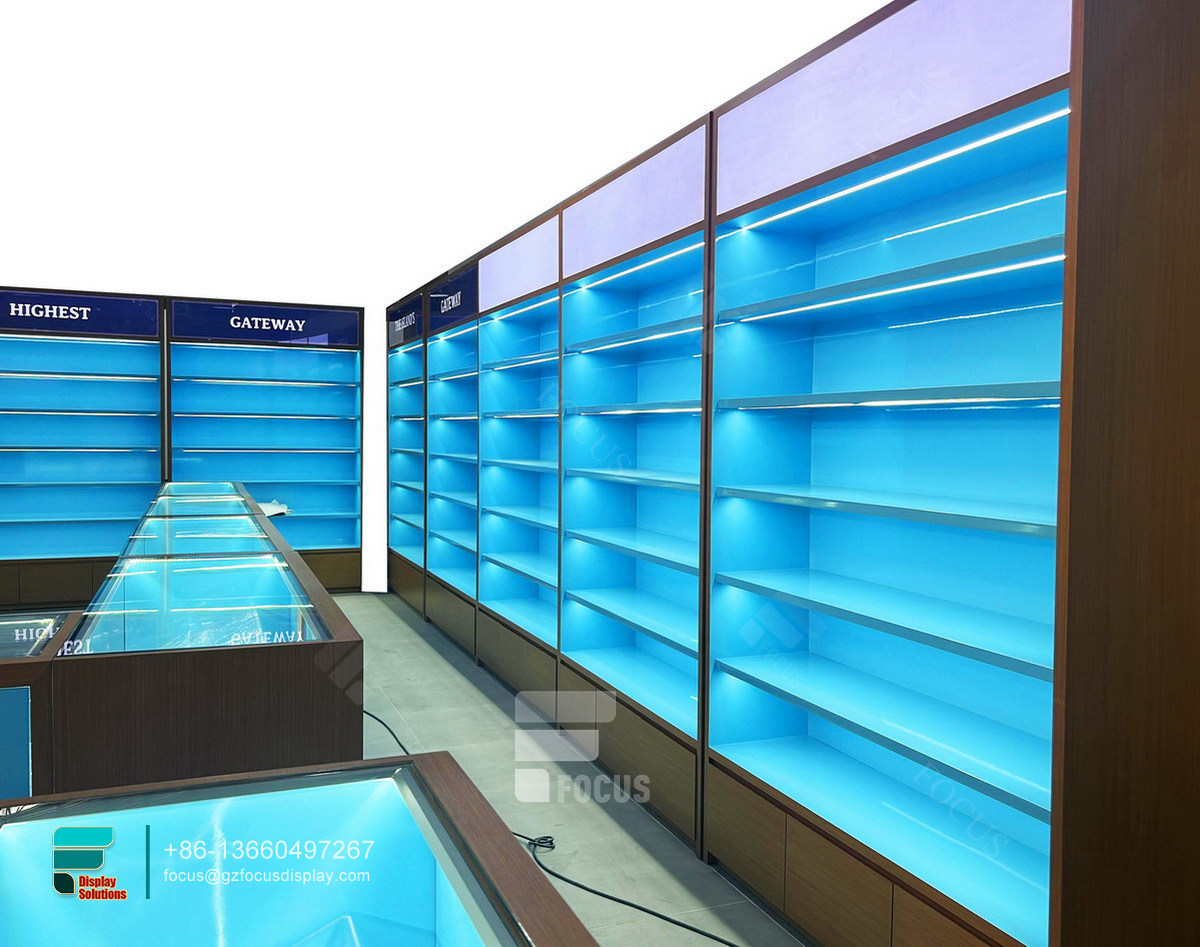 display cigarette modern smoke shop glass display case