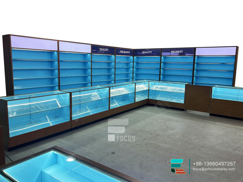 Display Cigarette Modern Smoke Shop Glass Display Case