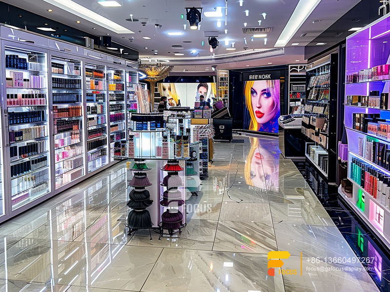 Perfume Glass Cabinets Cosmetic Retail Display Wig Shelf