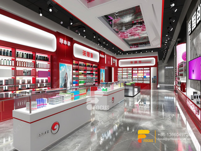 Perfume Counter Cosmetic Wall Shelf Hair Shop Interior Design