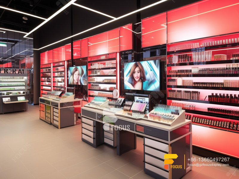 Cosmetic Store Interior Design Perfume Stands Wig Display Shelves