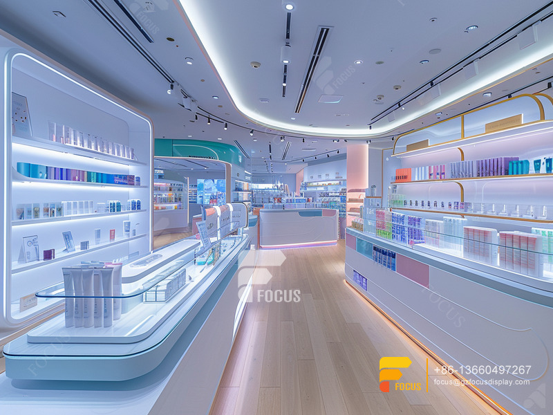 Perfume Layout Design Cosmetic Fixtures Wig Display Cabinet