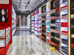 Cosmetic Shelves Perfume Store Design Wig Display Cabinet