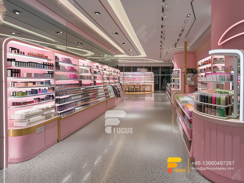 Cosmetic Retail Display Perfume Shelf Design Wig Showcase