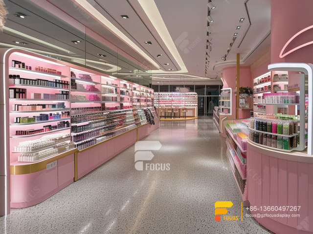 Cosmetic Retail Display Perfume Shelf Design Wig Showcase