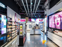 Perfume Shelving Cosmetic Store Interior Design Wig Stands