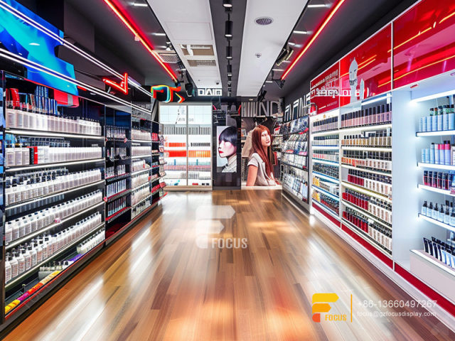 Perfume Store Interior Design Cosmetics Cabinet Wooden Hair Rack