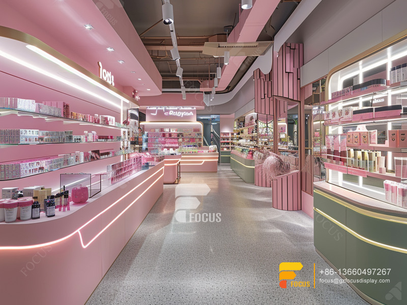 Cosmetic Retail Display Perfume Shelf Design Wig Showcase