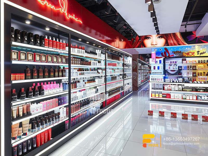 Cosmetic Shelves Perfume Store Design Wig Display Cabinet