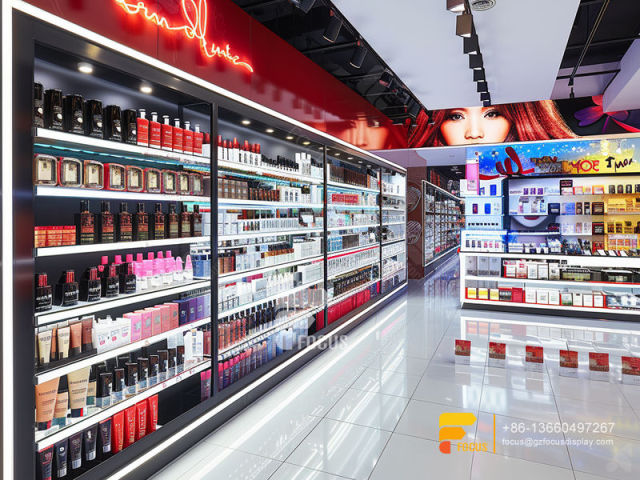 Cosmetic Shelves Perfume Store Design Wig Display Cabinet