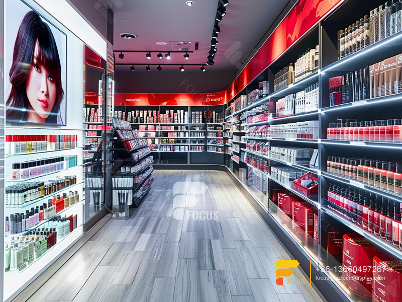 Cosmetic Furniture Perfume Display Stands Hair Store Design