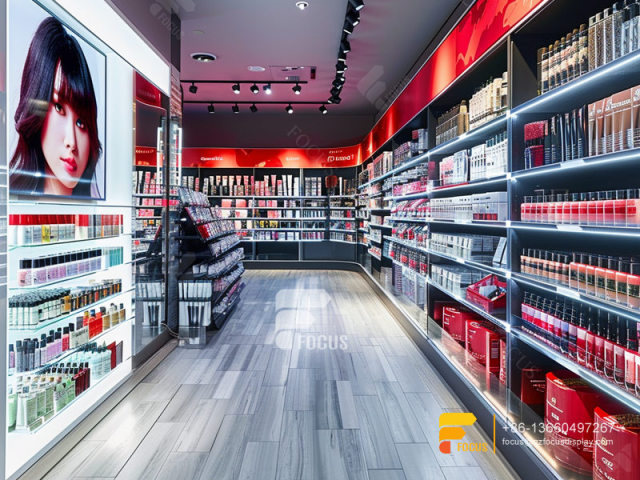 Cosmetic Furniture Perfume Display Stands Hair Store Design