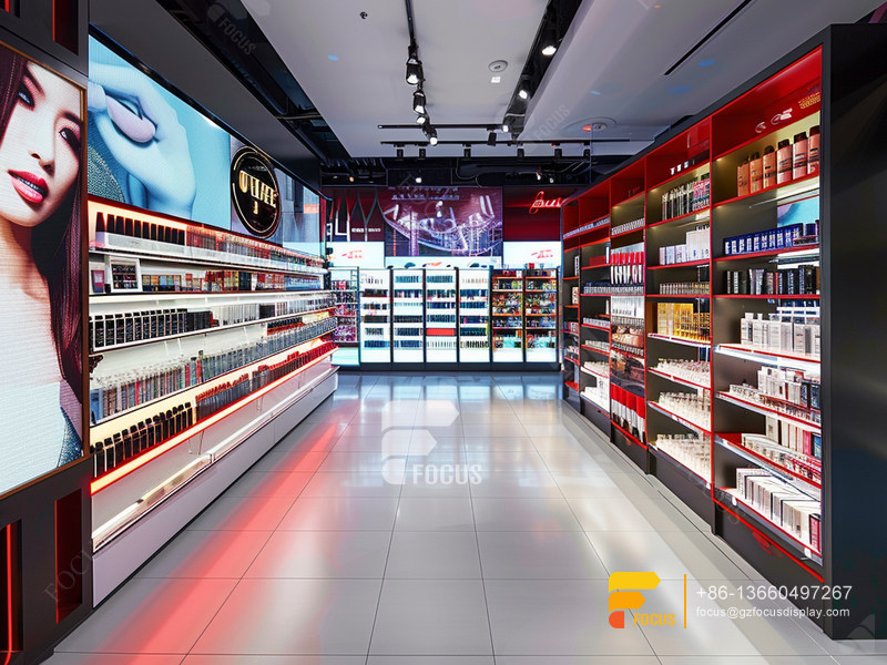Perfume Store Interior Design Cosmetics Cabinet Wooden Hair Rack