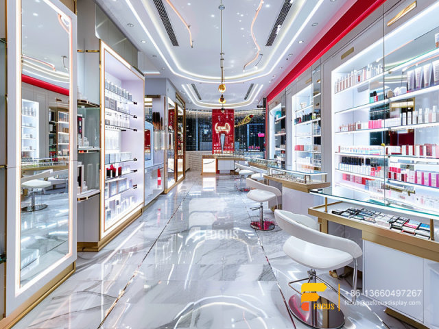 Cosmetic Retail Displays Perfume Shop Interior Design Wig Shelf
