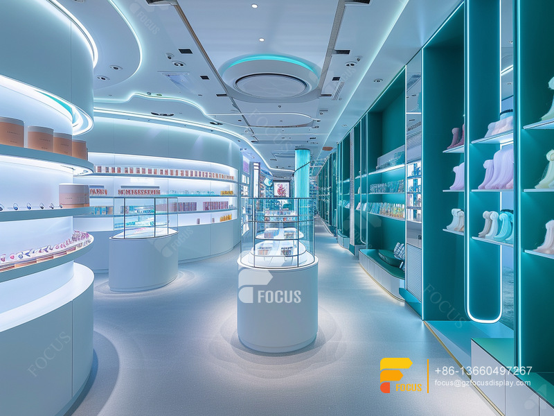 Cosmetics Shelf Design Perfume Store Wig Display Case
