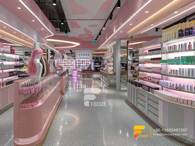 Glass Perfume Display Case Design Cosmetic Shop Stand Wig
