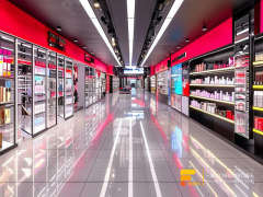 Perfume Display Case Cosmetic Shop Counter Design Wig Stand