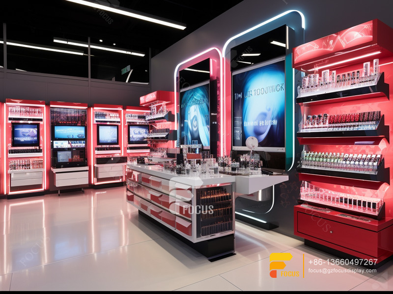 Cosmetic Store Design Perfume Cabinet Glass Wig Showcase