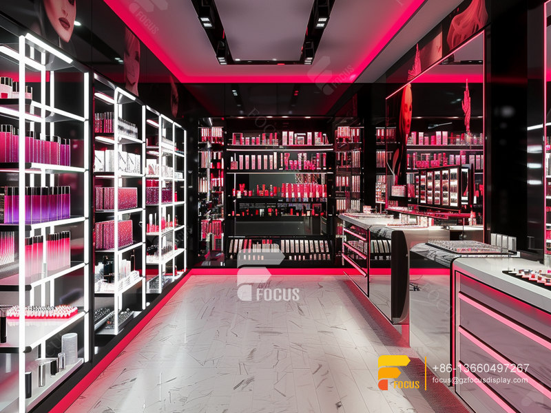 Cosmetic Store Design Perfume Cabinet Glass Wig Showcase