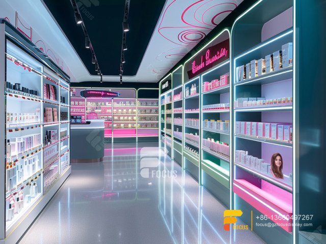Cosmetic Furniture Design Perfume Display Cabinet Wig Hair Stand