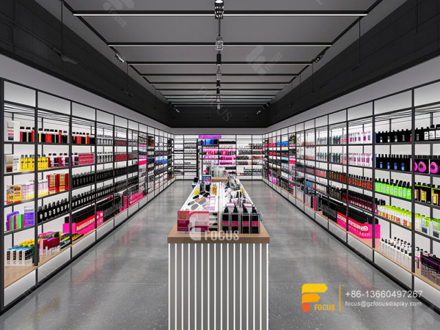 Custom Perfume Cabinet Cosmetic Shop Shelves Wig Displays