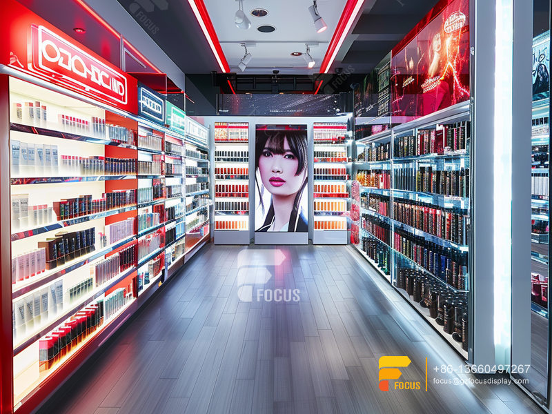 Custom Cosmetic Display Racks Perfume Shelfs Wig Stands