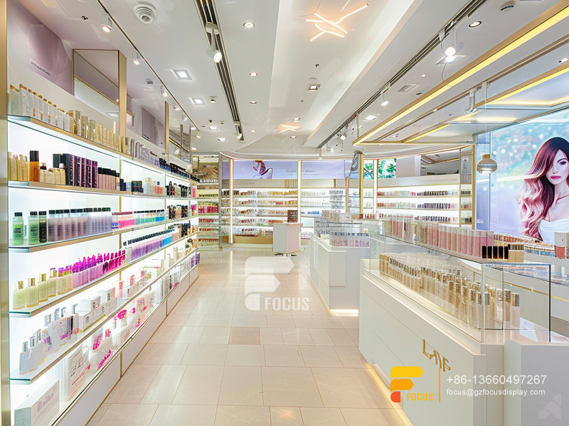 Perfume Wall Display Cosmetic Stand Design Wig Wall Display