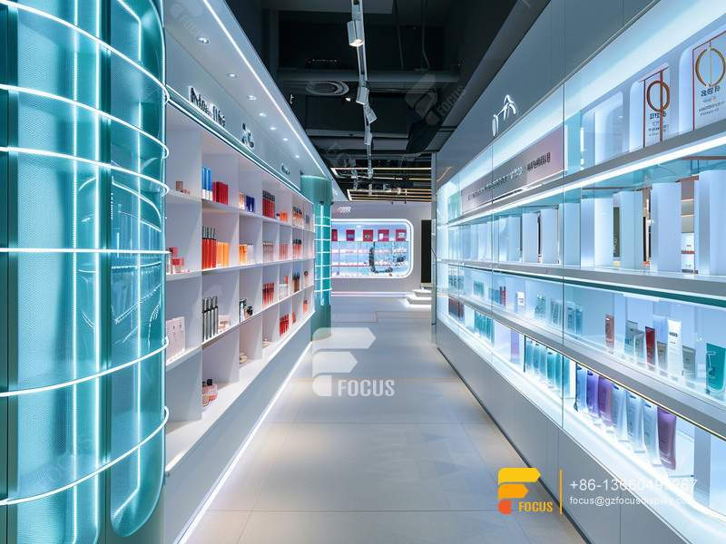 Cosmetics Shelf Design Perfume Store Wig Display Case