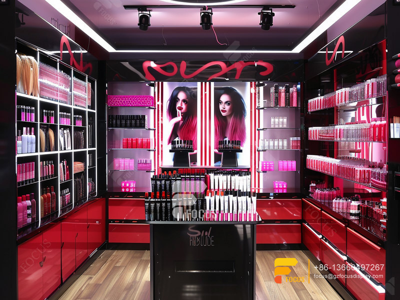 Custom Cosmetic Wall Shelf Perfume Shop Design Hair Stand