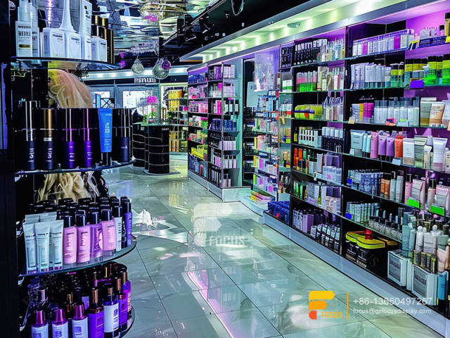 Perfume Glass Cabinets Cosmetic Retail Display Wig Shelf