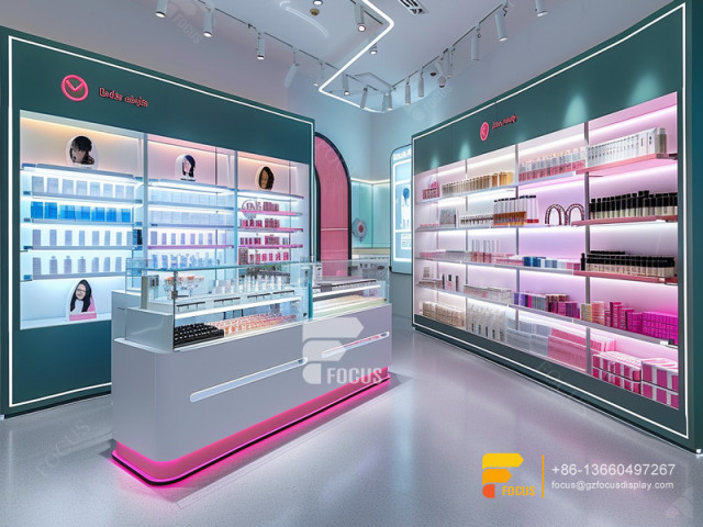 Custom Cosmetic Displays Perfume Shelves Wig Stands
