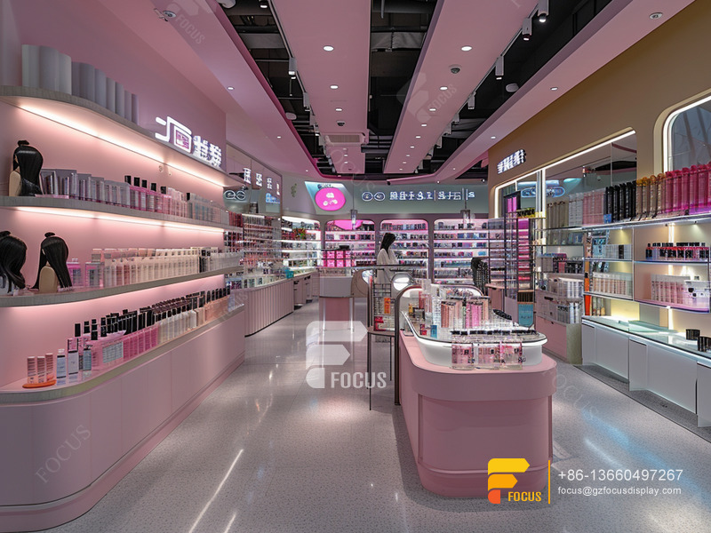 Cosmetics Display Shelves Perfume Shop Interior Design Display Wigs