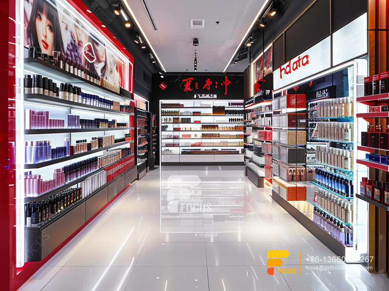 Perfume Store Interior Design Cosmetics Cabinet Wooden Hair Rack