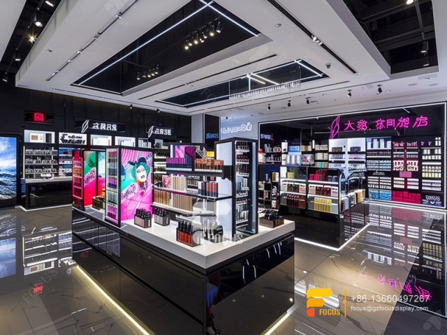 Custom Perfume Cabinet Cosmetic Shop Shelves Wig Displays
