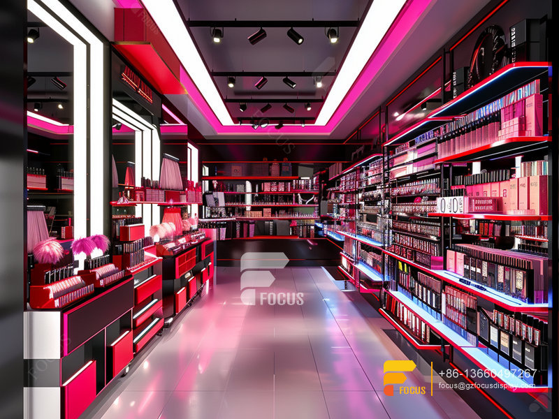 Custom Cosmetic Wall Shelf Perfume Shop Design Hair Stand