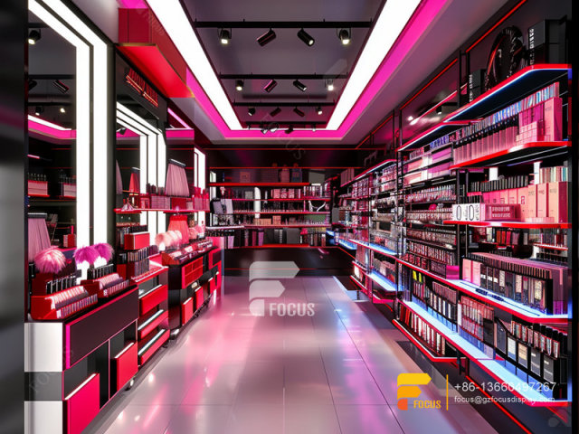 Custom Cosmetic Wall Shelf Perfume Shop Design Hair Stand