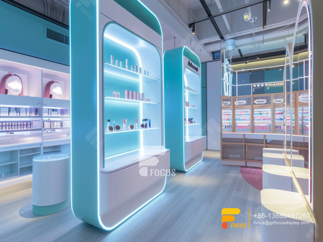 Skin Care Display Stands Cosmetic Retail Shop Design Wig Rack