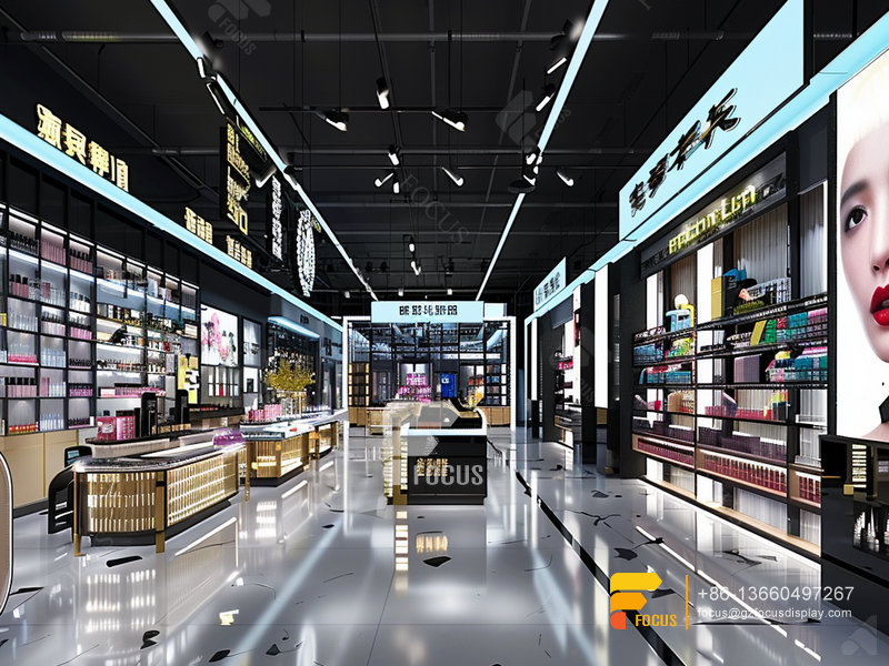 Cosmetic Display Cases Skin Care Furniture Wig Store Design