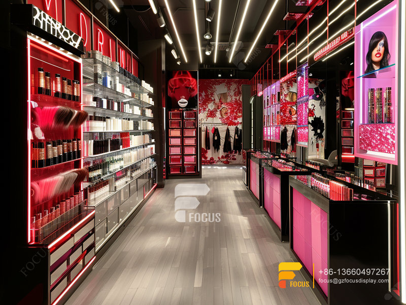 Custom Cosmetic Wall Shelf Perfume Shop Design Hair Stand