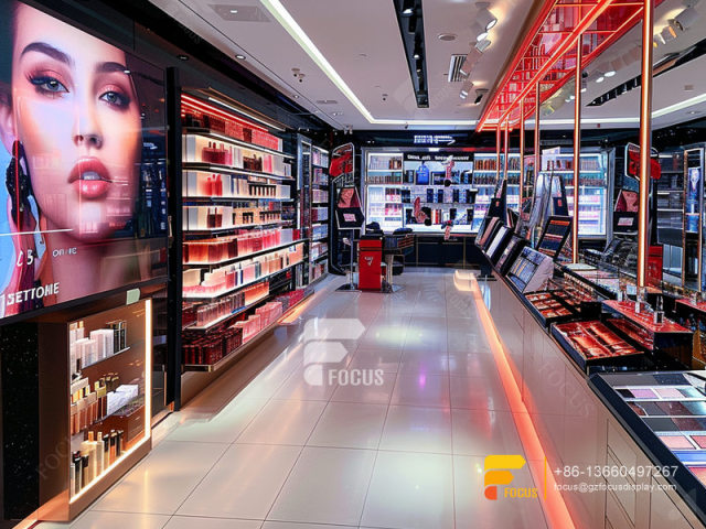 Cosmetic Shop Design Perfume Display Wall Wig Rack Stand
