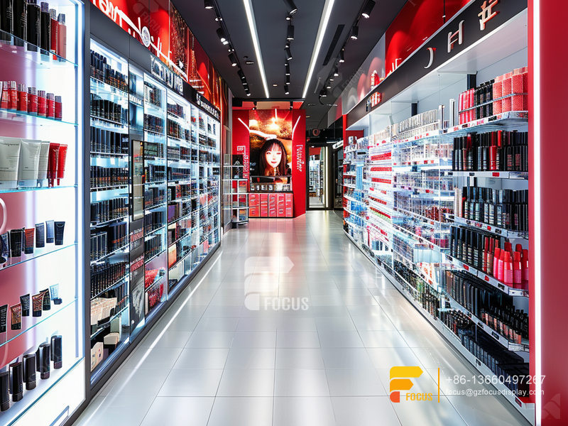 Cosmetic Shelves Perfume Store Design Wig Display Cabinet