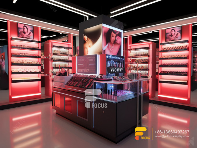Cosmetic Store Interior Design Perfume Stands Wig Display Shelves