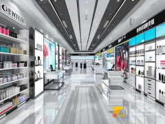 Cosmetic Retail Stores Perfume Display Case Wig Stands