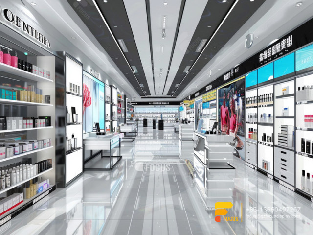 Cosmetic Retail Stores Perfume Display Case Wig Stands